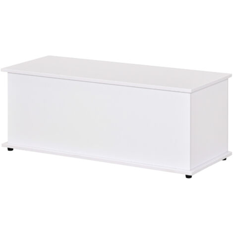 Coffre banc de rangement blanc 100x40x40 cm avec couvercle à rabattement et charnières de sécurité pour chaussures, entrée, couloir, chambre, salon