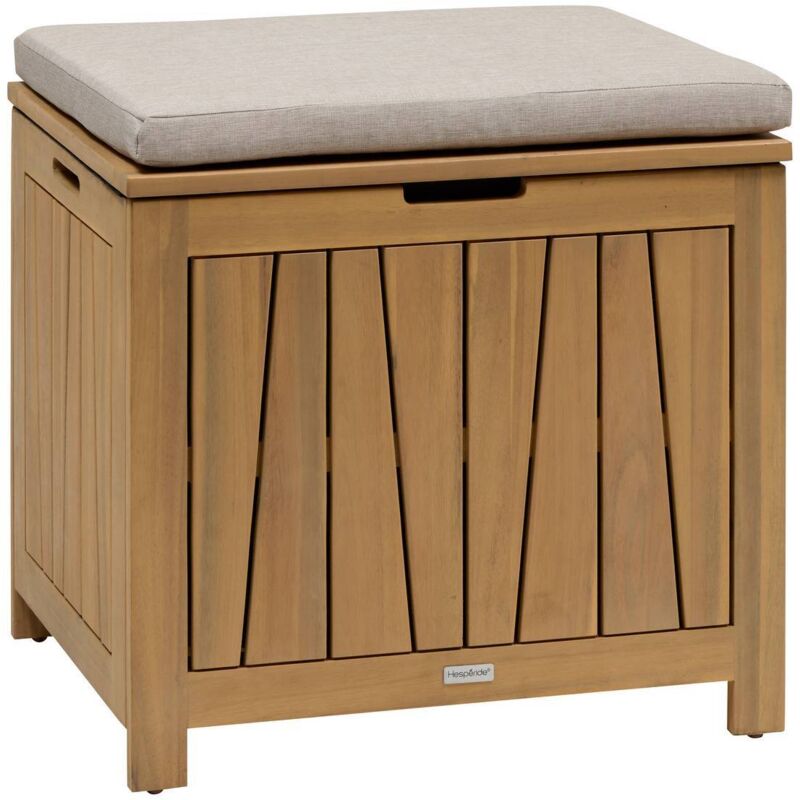 Coffre de rangement 100L avec assise Lodgia beige acacia - Hespéride