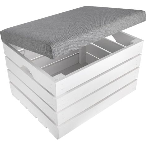 Coffre Banc De Rangement Jouets 50 x 40 x 35 Cm Blanc