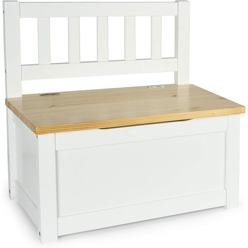 Coffre/banc en bois POLA (blanc/pin)