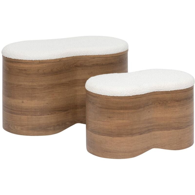 Atmosphera - Coffre Loe bouclette caramel 72x45x40,5cm créateur d'intérieur