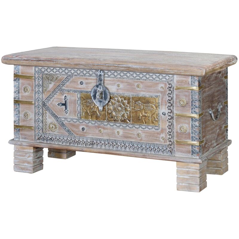 Decoration D ’ Autrefois - Coffre ancien en bois de manguier blanc