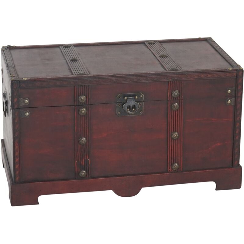 Jamais utilisé] Coffre bois de décoration malle au trésor Valence aspect antiquité, 24x46x23cm, carré