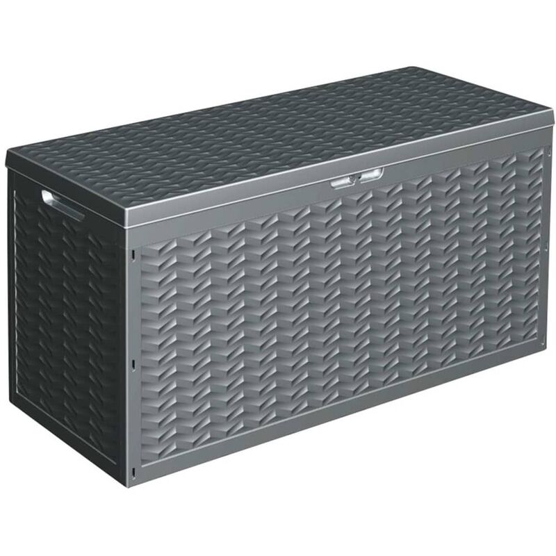 Helloshop26 - Coffre boîte de rangement de jardin avec poignée 300 litres gris