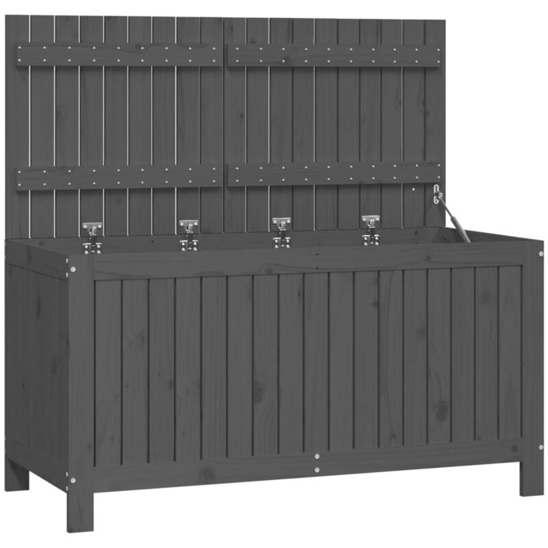 Helloshop26 - Coffre boîte meuble de jardin rangement 121 x 55 x 64 cm bois de pin gris