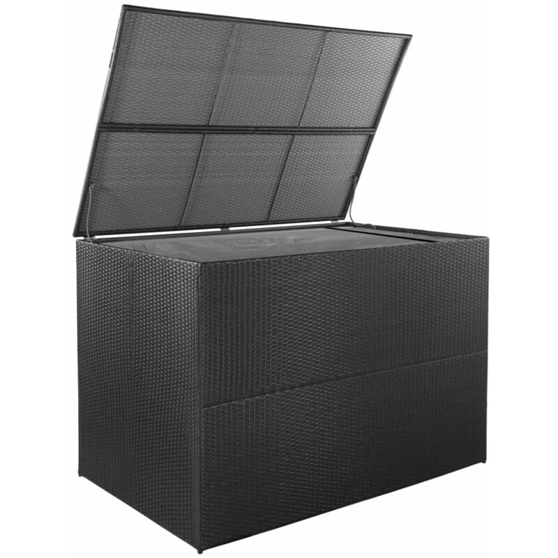 Coffre boîte meuble de jardin rangement 150 x 100 x 100 cm résine tressée noir - Noir