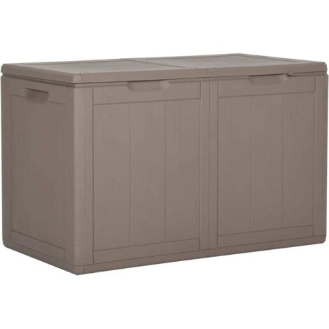 Coffre boîte meuble de jardin rangement 180 litres marron PP rotin