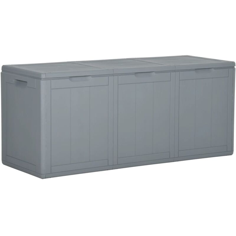 Coffre boîte meuble de jardin rangement 270 litres gris PP rotin