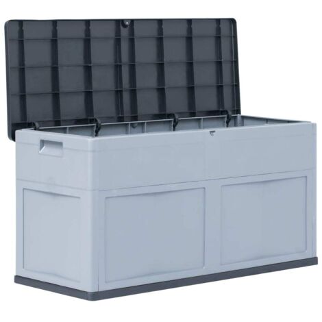 Coffre boîte meuble de jardin rangement 320 litres gris noir