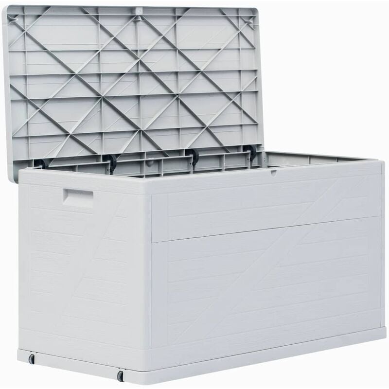 Helloshop26 - Coffre boîte meuble de jardin rangement 420 litres gris clair - Gris
