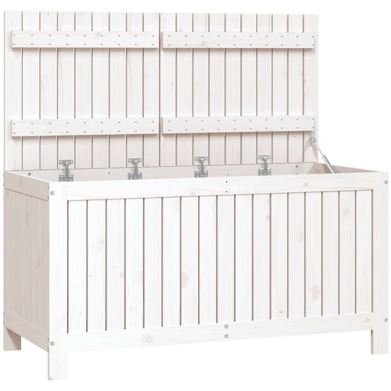 Coffre boîte meuble de jardin rangement blanc 121 x 55 x 64 cm bois de pin - Blanc