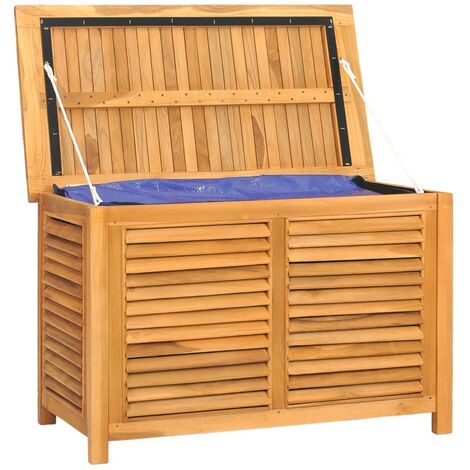 Coffre boîte meuble de jardin rangement et sac 60 x 50 x 58cm bois