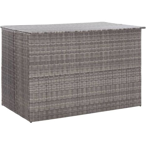 Coffre boîte meuble de jardin rangement gris 150 x 100 x 100 cm résine tressée