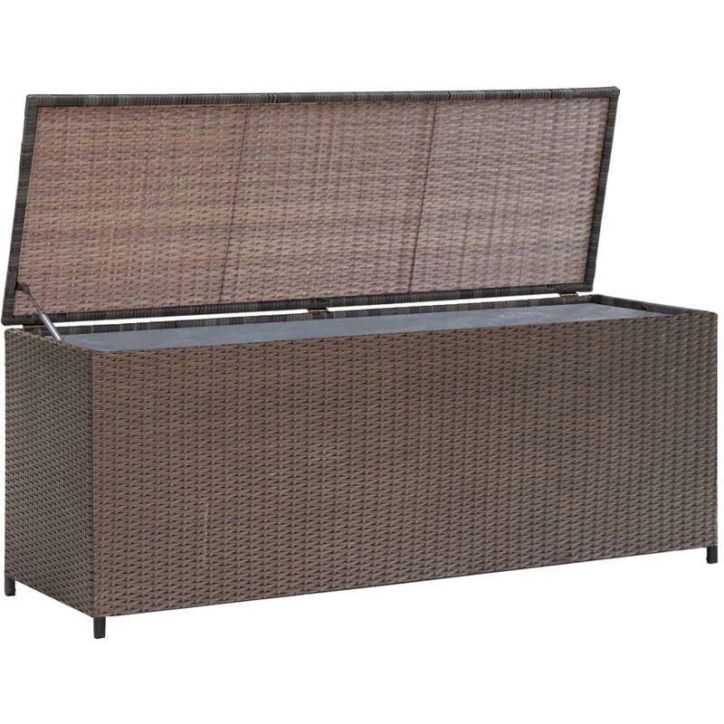 Helloshop26 - Coffre boîte meuble de jardin rangement marron 120 x 50 x 60 cm résine tressée