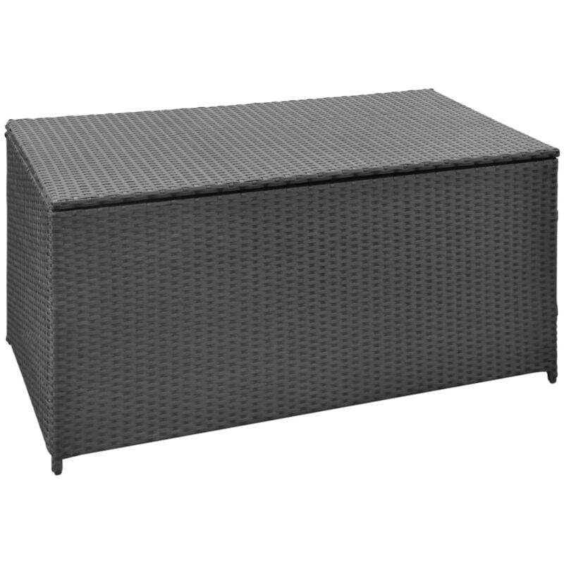 Coffre boîte meuble de jardin rangement noir 120 x 50 x 60 cm résine tressée - Noir