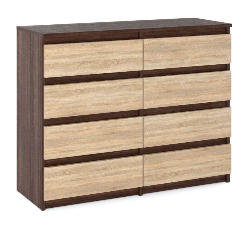 Commode Wenge - 120 cm - 8 tiroirs - Élégante et fonctionnelle pour salon