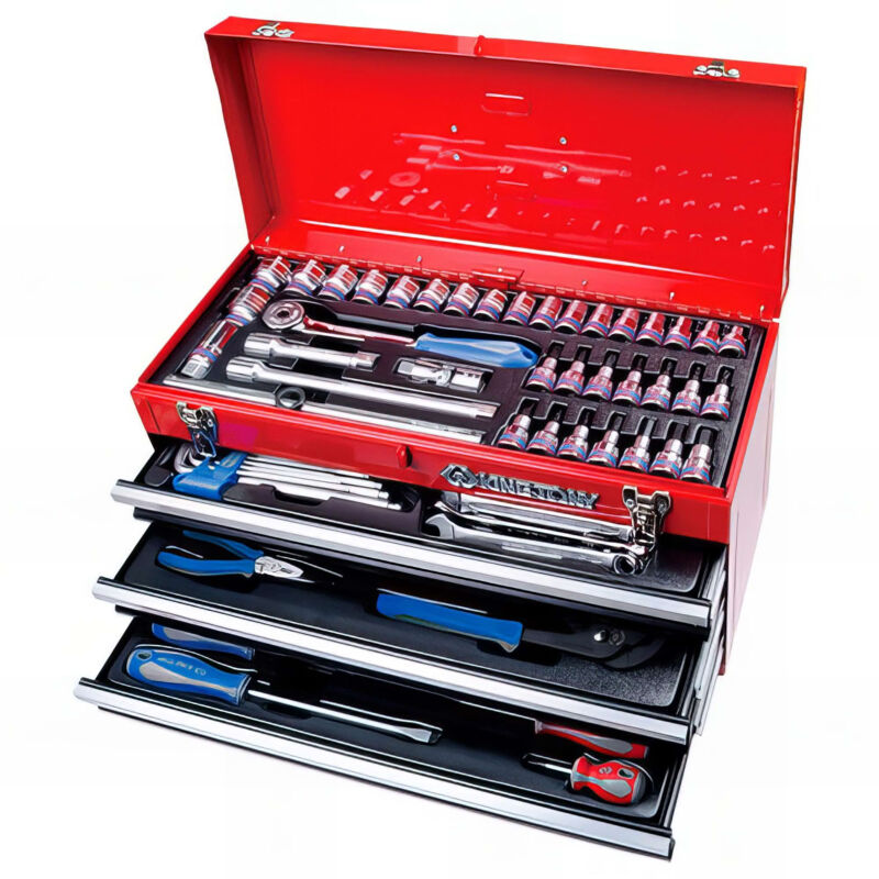 King Tony - Coffre métallique transportable - 73 outils - 220 x 290 x 535 mm