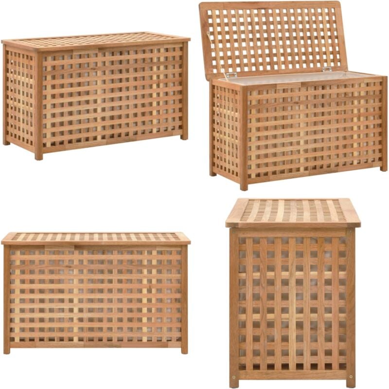 Coffre de blanchisserie 77,5x37,5x46,5 cm Bois massif de noyer - panier à linge - paniers à linge - Home & Living - Brun