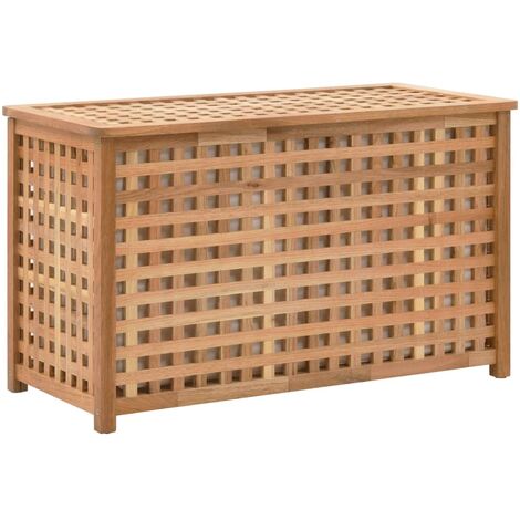 Bois de Noyer Massif Coffre à Linge Panier Blanchisserie Multi-taille vidaXL