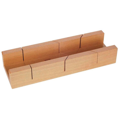 Coffre de coupe d'onglet L300xL62xH37mm en bois de hêtre teinté.