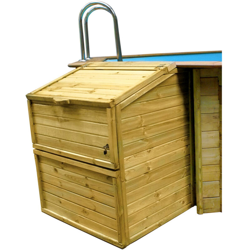 Coffre de filtration pour piscine bois avec fond - h 131