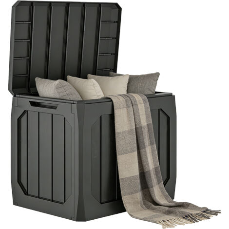 Coffre de jardin 121L en plastique avec poignées et imperméable, 56x45x53 cm, noir