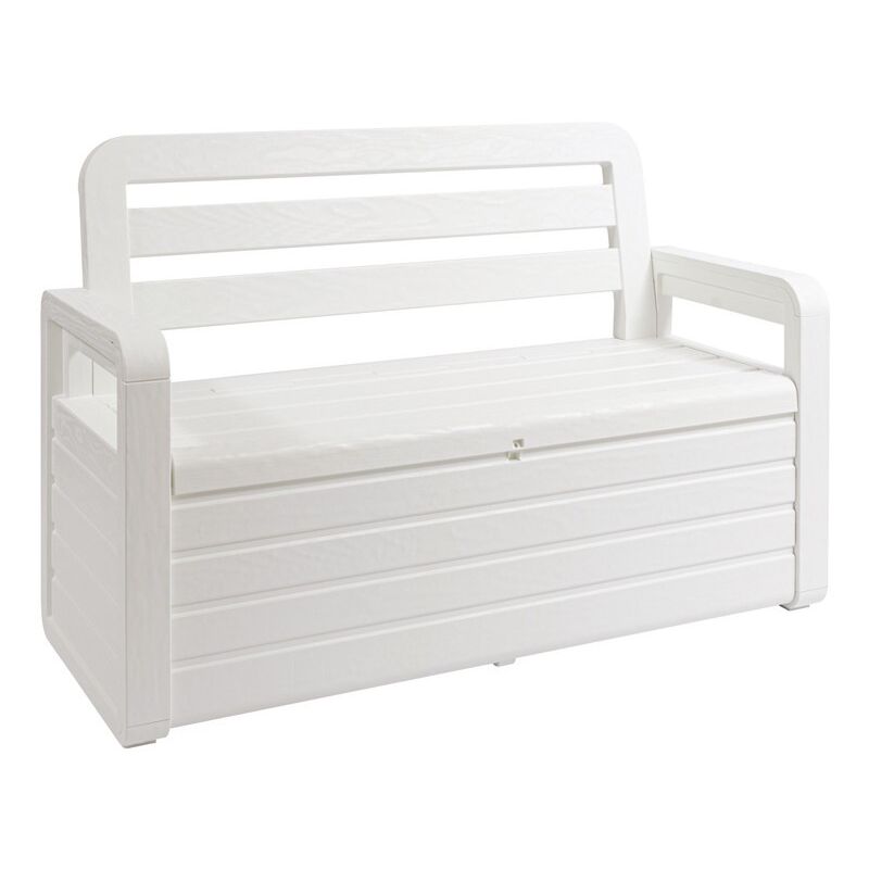 Toolmax - Coffre de Jardin en résine 270 Litres blanc Effet bois 132 x 58 x H89 cm Protection Anti uv toomax