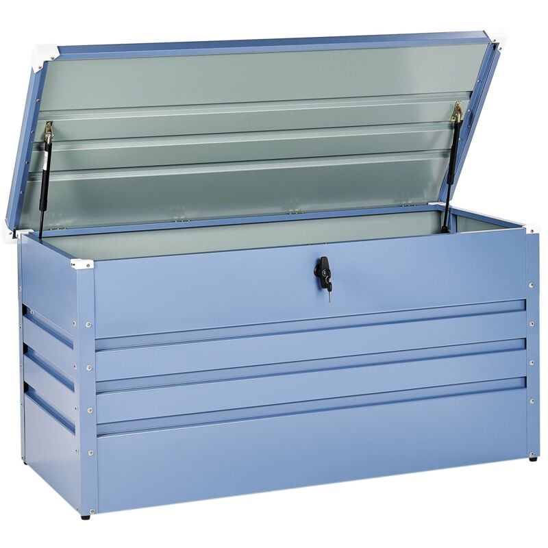 Beliani - Coffre de Jardin en Acier 400 l avec Couvercle Verrouillable Bleu Cebrosa