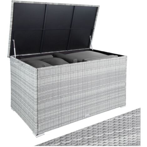 Tectake – Coffre de jardin 750 L en aluminium et polyéthylène – Dimensions 145x82,5x79,5 cm – Protection contre intempéries – Facile à transporter