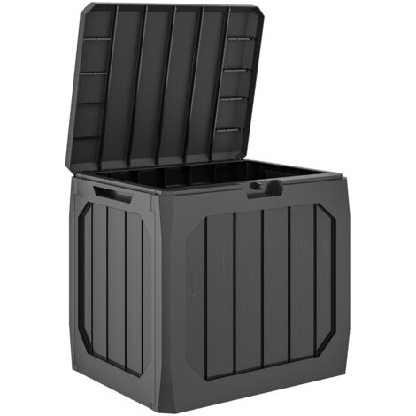 Coffre de jardin en plastique 121 L, coffre de rangement extérieur avec poignées, noir