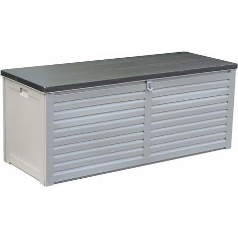 Coffre de jardin en polypropylène et acier 390L – Dimensions 143,5x53,4x56,8 cm – Siège confortable pour 2 personnes – Verrouillable – Bricoshop24