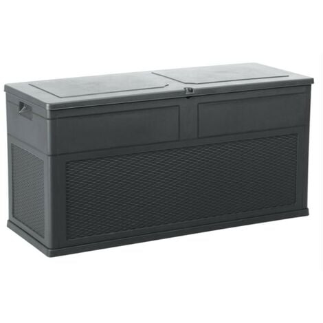 TOOLMAX Coffre de Jardin en résine 320 Litres NOIR ANTHRACITE 119 X 46 X 60 cm Protection Anti UV TOSCANE TOOMAX