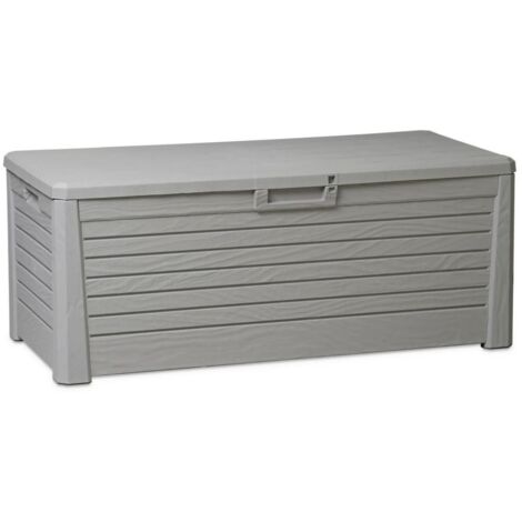 Coffre de jardin en résine 550 litres – Dimensions 147 x 72 x 60 cm – Résistant aux UV et intempéries – Finition effet bois – Toolmax