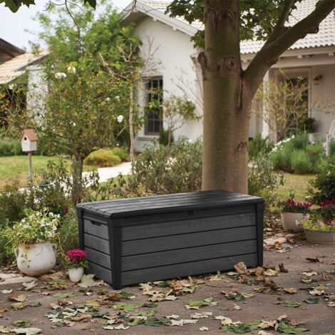 Coffre de jardin en résine aspect bois OAKLAND BROSSIUM 454L - avec vérins