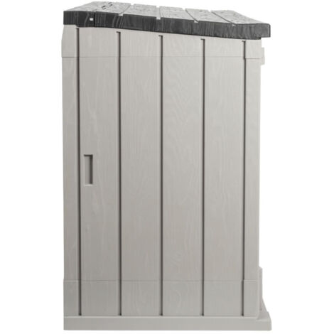 Coffre de jardin en résine taupe 1270L – Dimensions 145x85x124,5 cm – Résistant aux UV et à l'eau – Ouverture assistée par vérins – Toomax