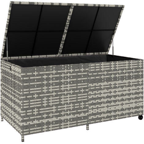 Coffre de jardin en résine tressée, coffre de rangement extérieur 650 L imperméable avec doublure zippée