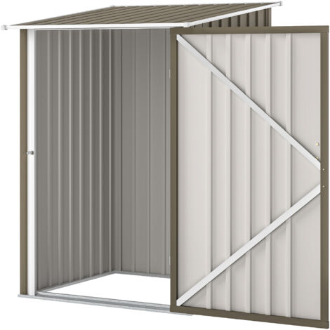 Coffre de Jardin pour Outils en Acier Galvanisé avec Porte, 100x104x160 cm, Marron et Blanc