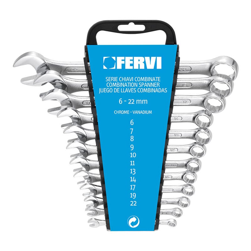 Fervi - coffre de jeu 12 pièces clé plate métrique outil 6-22 mm 0073