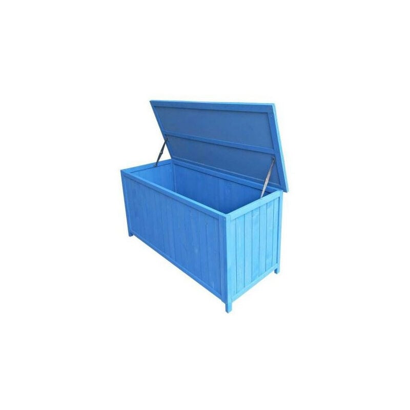 Coffre de rangement 0,29 m3 lasuré couleur bleue 127 x 55 x h 60 cm pour jardin - BOX1355 - Habrita Foresta