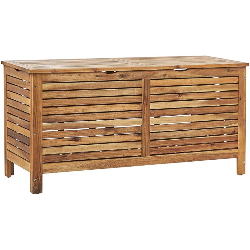 Beliani - Boîte de Rangement de Jardin en Bois Clair Acacia Extérieur 130 x 64 cm Riviera