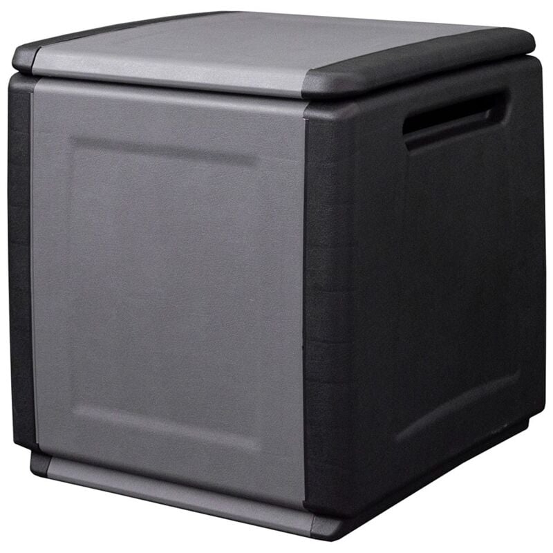 Intec - Coffre de rangement 130L Gris/Noir 54 x 53 x H57cm Poignées de transport polypropylène