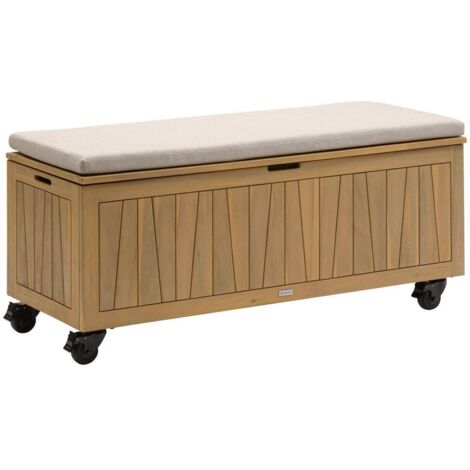 Coffre de rangement 210L avec assise Lodgia beige acacia - Hespéride