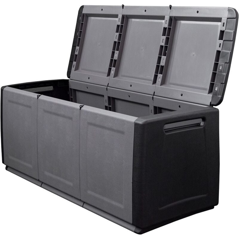 Intec - Coffre de rangement 330L Gris/Noir 138 x 53 x H57cm Poignées de transport polypropylène