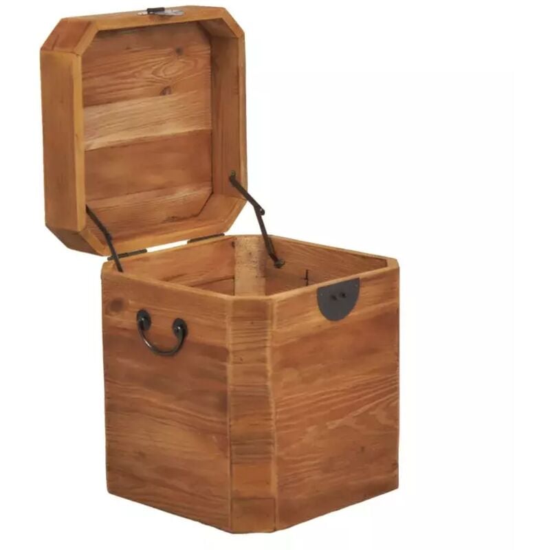 Meubletmoi - Coffre de rangement 48 cm bois de pin recyclé avec poignées – chalet