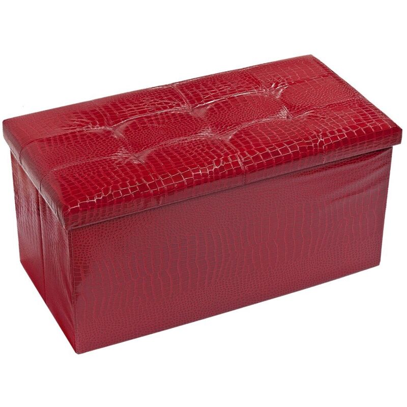 Coffre De Rangement Avec Couvercle Amovible En Simil Cuir Tabouret Repose Pieds 76x38x38 cm - Bordeaux