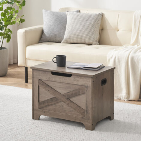 Coffre de rangement avec rangement - grand banc de rangement d’entrée en bois avec coussin souple et 2 charnière de sécurité, pouf à chaussures coffre organisateur de jouet pour chambre à coucher salo