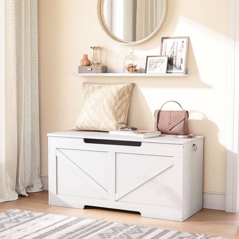 Banc de Rangement, Coffre à Jouets avec Couvercle, Coffre de Rangement, Coffre de Rangement, 2 Anneaux, 100 cm, Robuste, Stable, pour Enfants,