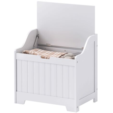 Coffre de rangement blanc avec charnière de sécurité, découpe en U, 60 x 38 x 56 cm, pour salon ou chambre