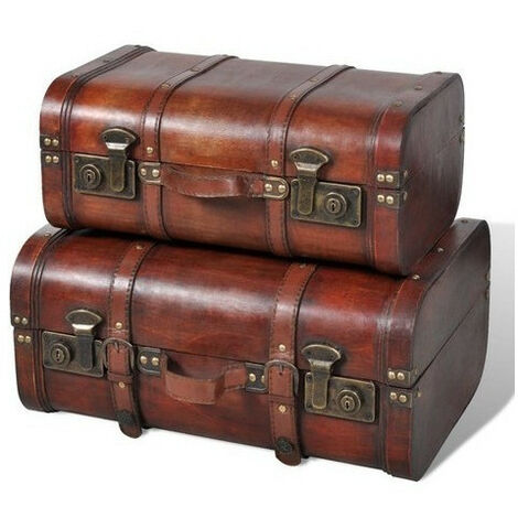 Coffre de rangement bois marron Canvas - 2 pièces