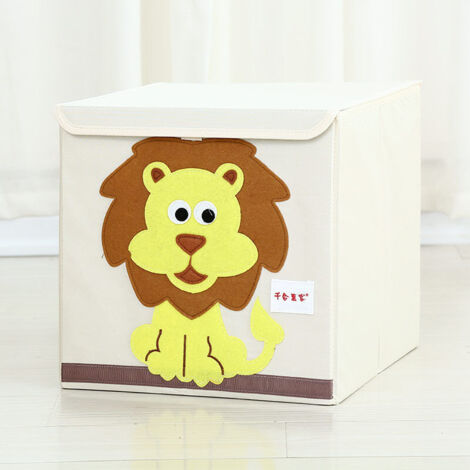 Coffre de rangement / Boîte / Organiseur Tissu Oxford de haute qualité Grande capacité de stockage - La poitrine de rangement d'animaux parfait pour enfants (34 × 34 × 34cm, lion)